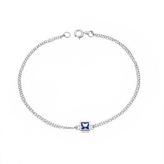 Βραχιόλι Senza Silver 925, τετράγωνο με γαλάζιο ζιργκόν
