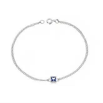 Βραχιόλι Senza Silver 925, τετράγωνο με γαλάζιο ζιργκόν