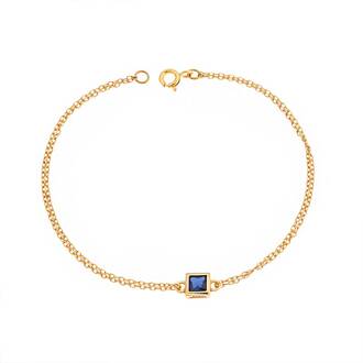 Βραχιόλι Senza Silver 925 Gold Plated, τετράγωνο με μπλε ζιργκόν