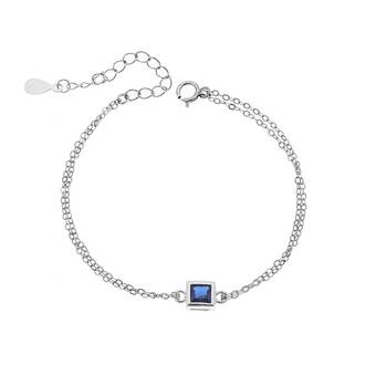 Βραχιόλι Senza Silver 925, τετράγωνο με μπλε ζιργκόν