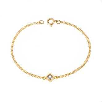 Βραχιόλι Senza Silver 925 Gold Plated, ρόμβος με διαφανές ζιργκόν