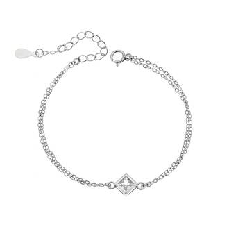 Βραχιόλι Senza Silver 925, ρόμβος με διαφανές ζιργκόν