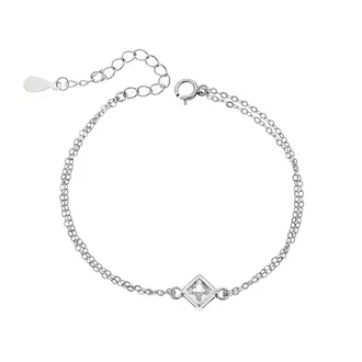 Βραχιόλι Senza Silver 925, ρόμβος με διαφανές ζιργκόν