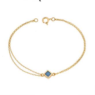 Βραχιόλι Senza Silver 925 Gold Plated, ρόμβος με τυρκουάζ ζιργκόν
