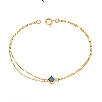 Βραχιόλι Senza Silver 925 Gold Plated, ρόμβος με τυρκουάζ ζιργκόν