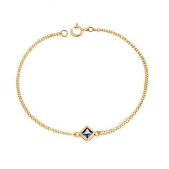 Βραχιόλι Senza Silver 925 Gold Plated, ρόμβος με γαλάζιο ζιργκόν