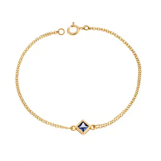 Βραχιόλι Senza Silver 925 Gold Plated, ρόμβος με γαλάζιο ζιργκόν