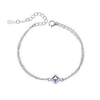 Βραχιόλι Senza Silver 925, ρόμβος με γαλάζιο ζιργκόν