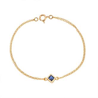 Βραχιόλι Senza Silver 925 Gold Plated, ρόμβος με μπλε ζιργκόν