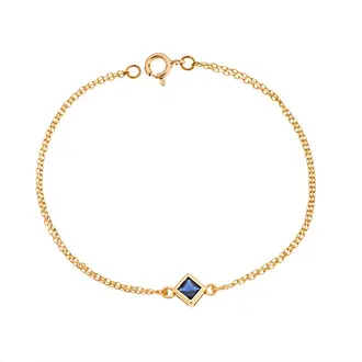 Βραχιόλι Senza Silver 925 Gold Plated, ρόμβος με μπλε ζιργκόν
