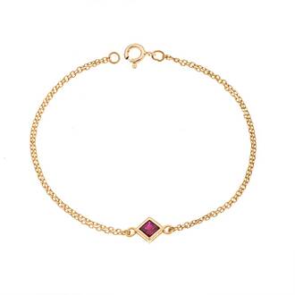 Βραχιόλι Senza Silver 925 Gold Plated, ρόμβος με κόκκινο ζιργκόν