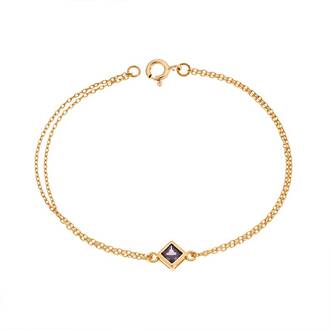 Βραχιόλι Senza Silver 925 Gold Plated, ρόμβος με μωβ ζιργκόν
