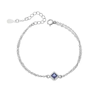 Βραχιόλι Senza Silver 925, ρόμβος με μωβ ζιργκόν