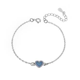 Βραχιόλι Senza Silver 925, καρδιά με σμάλτο και aquamarine ζιργκόν
