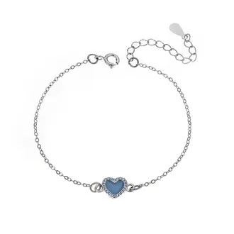 Βραχιόλι Senza Silver 925, καρδιά με σμάλτο και aquamarine ζιργκόν