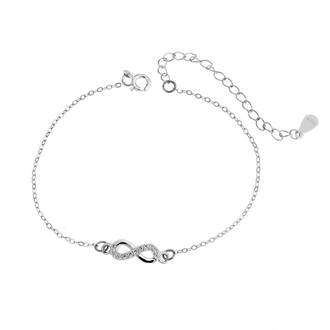 Βραχιόλι Senza Silver 925, επιπλατινωμένο άπειρο με ζιργκόν πέτρες