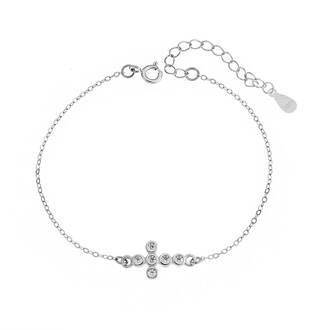 Κολιέ Senza Silver 925, Σταυρός με ζιργκόν