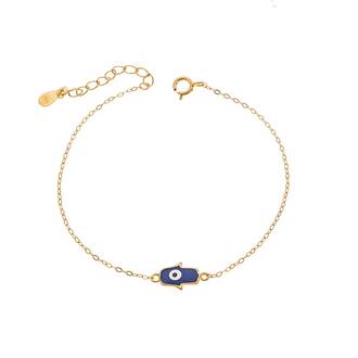 Βραχιόλι Senza Silver 925 Gold Plated, Ματάκι μέσα σε χεράκι με σμάλτο