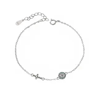 Βραχιόλι Senza Silver 925, Ματάκι και σταυρός με τυρκουάζ ζιργκόν