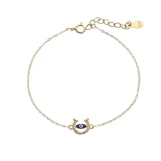 Βραχιόλι Senza Silver 925 Gold Plated, Ματάκι με σμάλτο και πέταλο με ζιργκόν