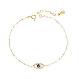 Βραχιόλι Senza Silver 925 Gold Plated, Ματάκι μπλε με ζιργκόν