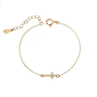 Βραχιόλι Senza Silver 925 Gold Plated, σταυρός με ζιργκόν διπλής όψης