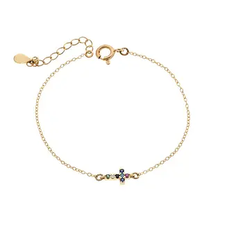 Βραχιόλι Senza Silver 925 Gold Plated, σταυρός με πολύχρωμα &amp; λευκά ζιργκόν διπλής όψης