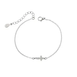 Βραχιόλι Senza Silver 925, σταυρός με ζιργκόν διπλής όψης