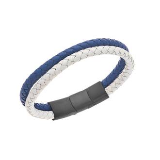 Βραχιόλι Senza Men&#039;s Steel Blue &amp; White Leather Strap
