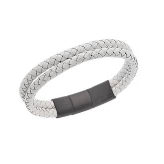 Βραχιόλι Senza Men&#039;s Steel White Leather Strap