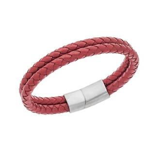 Βραχιόλι Senza Men&#039;s Steel Red Leather Strap