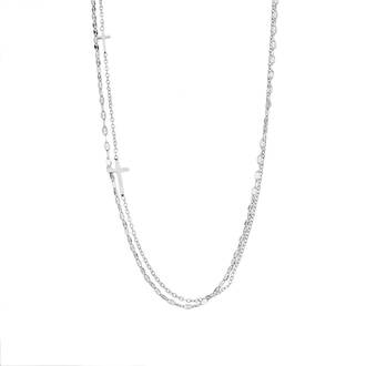 Κολιέ Senza Stainless Steel, Διπλή αλυσίδα με Σταυρούς