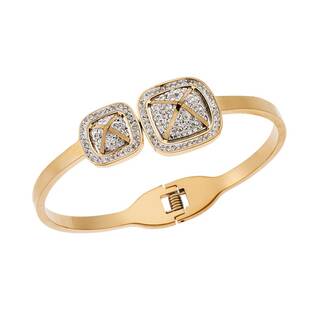 Βραχιόλι Senza Steel Gold Plated, Χειροπέδα με λευκές πέτρες