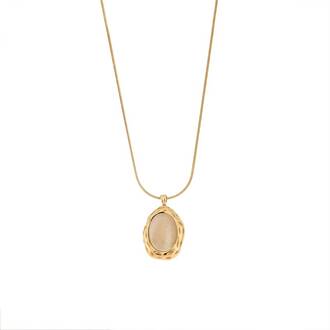 Μενταγιόν Senza Gold Plated Stainless Steel, Με μπεζ πέτρα