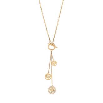 Κολιέ Senza Gold Plated Stainless Steel, Τριπλό Δέντρο της Ζωής με λευκές πέτρες