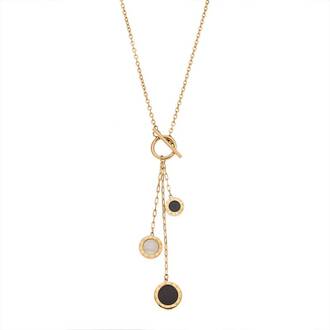Κολιέ Senza Gold Plated Stainless Steel, Με Κύκλους διπλής όψης