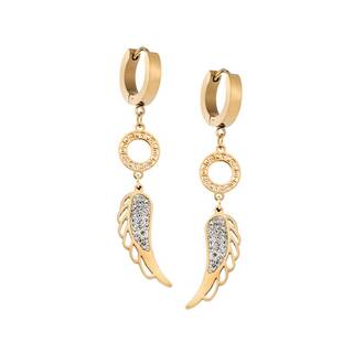 Σκουλαρίκια Γυναικεία SENZA Gold Plated Steel, Κρίκος με Φτερό