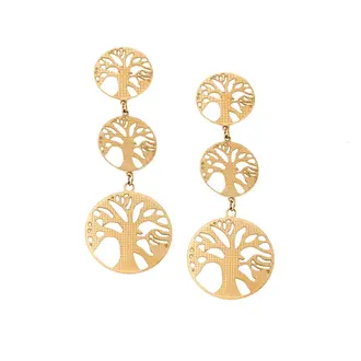 Σκουλαρίκια Γυναικεία SENZA Gold Plated Steel, Δέντρο της Ζωής
