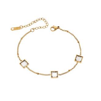 Βραχιόλι Senza Gold Plated Steel, μπλεγμένοι κύκλοι με λευκές πέτρες