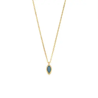 Μενταγιόν Senza Silver 925 Gold Plated, φύλλο με τυρκουάζ ζιργκόν