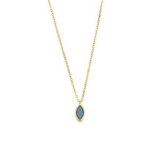 Μενταγιόν Senza Silver 925 Gold Plated, φύλλο με τυρκουάζ ζιργκόν