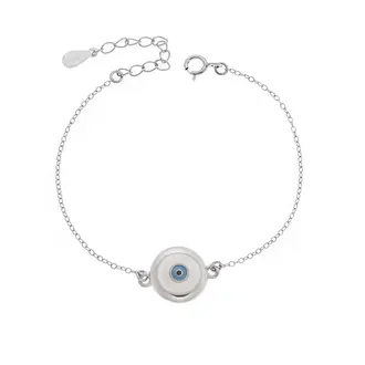 Βραχιόλι Senza Silver 925, στρογγυλό ματάκι με σμάλτο
