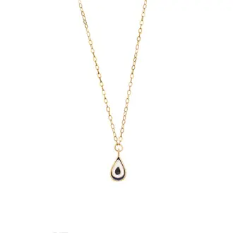 Κολιέ Senza Silver 925 Gold Plated, Ματάκι σχήμα σταγόνας με σμάλτο