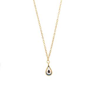 Κολιέ Senza Silver 925 Gold Plated, Ματάκι σχήμα σταγόνας με σμάλτο
