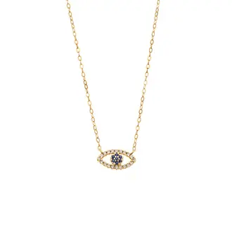 Κολιέ Senza Silver 925 Gold Plated, Ματάκι με ζιργκόν