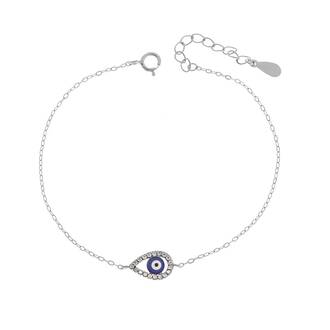Βραχιόλι Senza Silver 925, μπλε ματάκι με σμάλτο και ζιργκόν