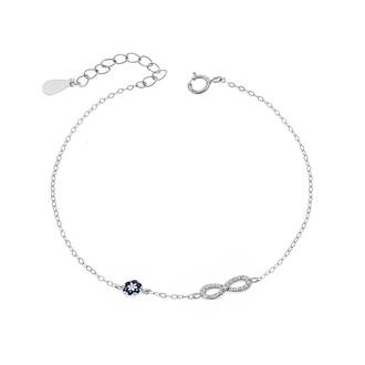 Βραχιόλι Senza Silver 925, Μάτι-στόχος με άπειρο και λευκά ζιργκόν
