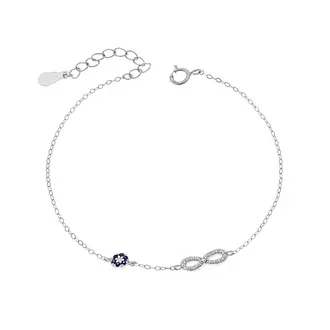 Βραχιόλι Senza Silver 925, Μάτι-στόχος με άπειρο και λευκά ζιργκόν