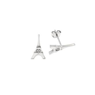 Σκουλαρίκια Senza ασήμι 925, πύργος του Eiffel με λευκά ζιργκόν