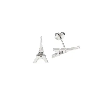 Σκουλαρίκια Senza ασήμι 925, πύργος του Eiffel με λευκά ζιργκόν
